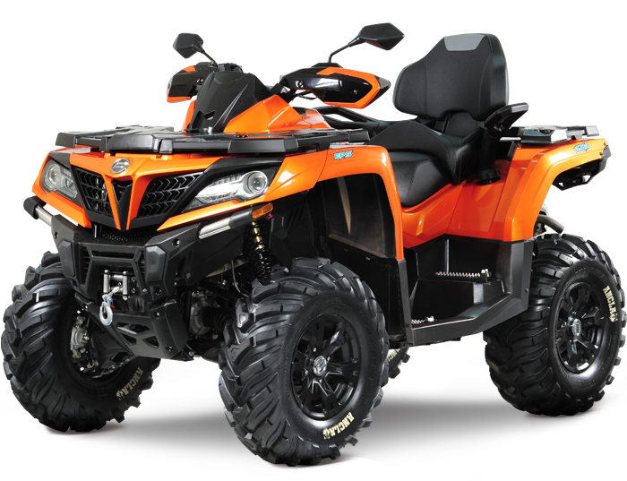 Orange And Black Four Wheel ATV With Passenger Seat PNG Photo