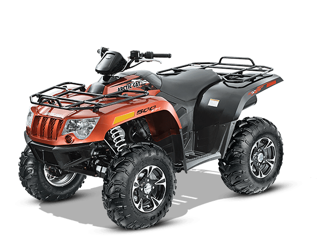Orange And Gray ATV With Front Brush Guard And Utility Rack PNG Photo