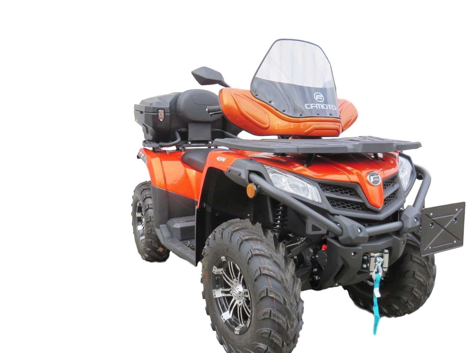 Orange ATV Quad With Rear Cargo Box And Front Windshield PNG Vehicle Photo