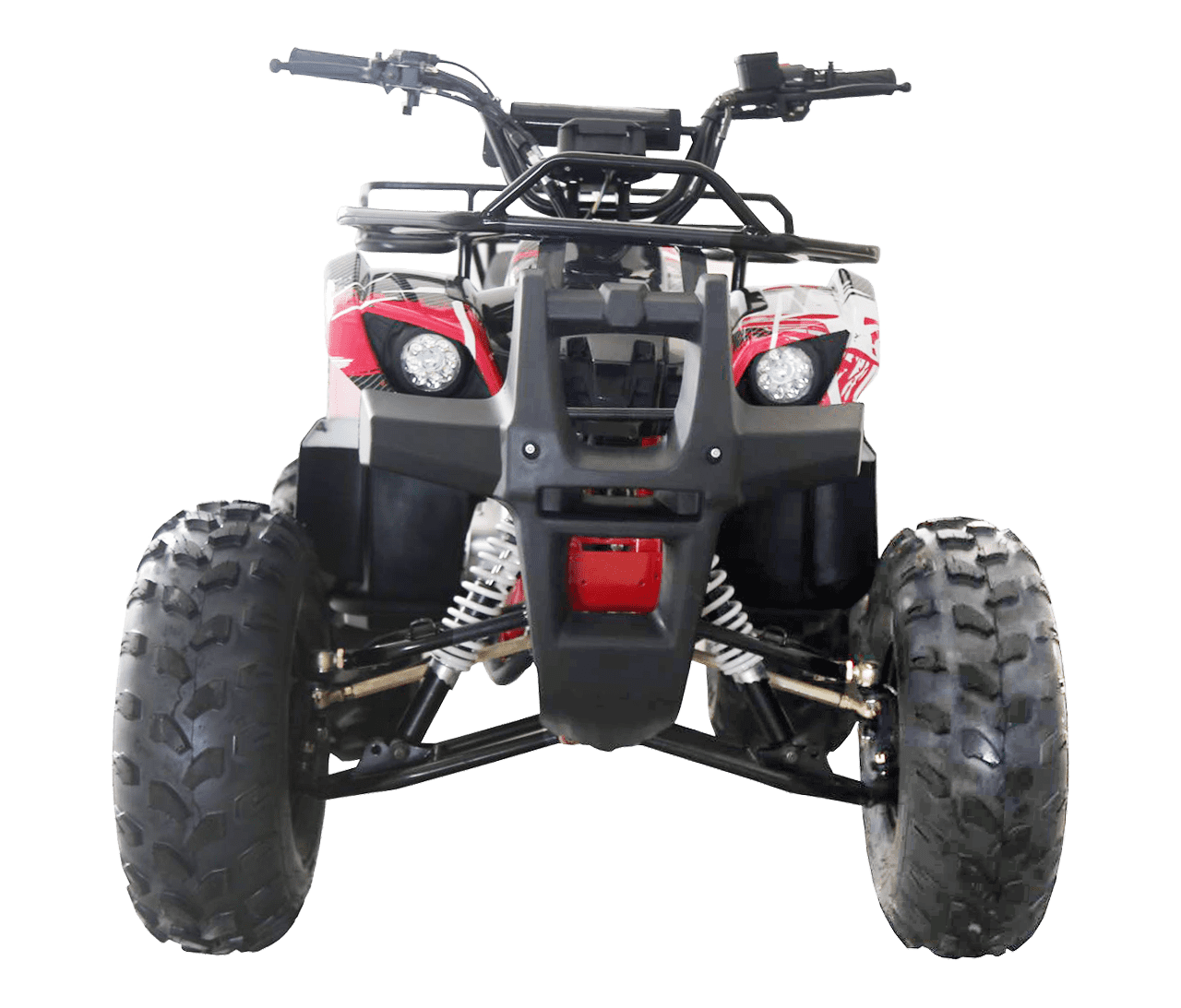 Rear View Of Black Utility ATV With Large Rear Tires PNG Product Photo