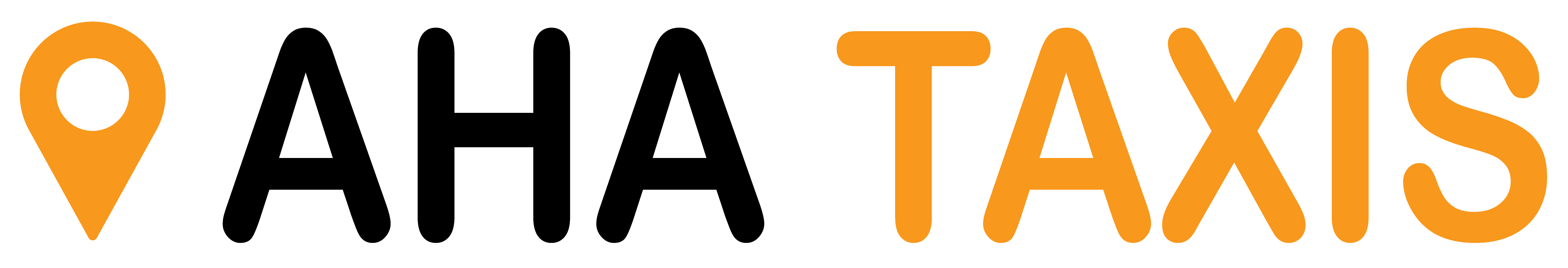 Aha Taxis Wordmark With Orange Location Pin Logo PNG Graphic