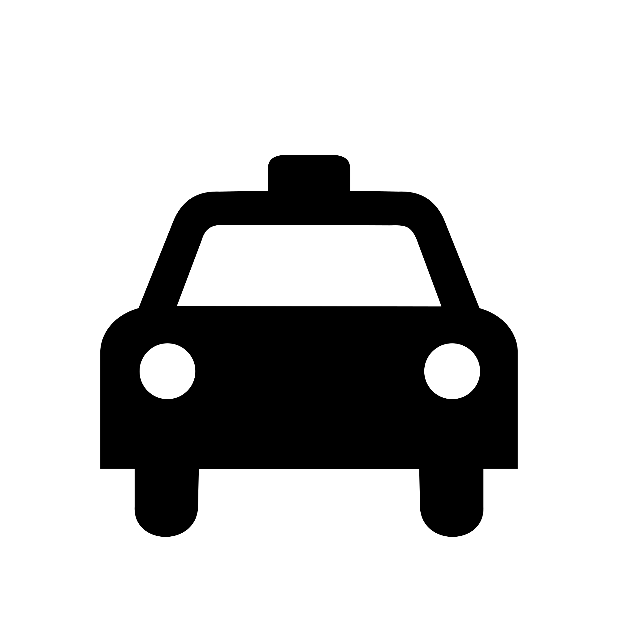 Black Front Facing Taxi Cab Silhouette With Roof Sign PNG Icon