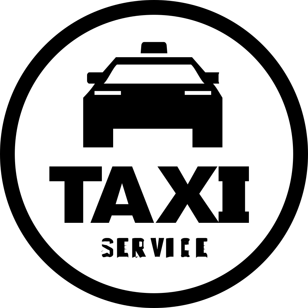 Black Taxi Service Circle Emblem With Car Roof Sign PNG Logo