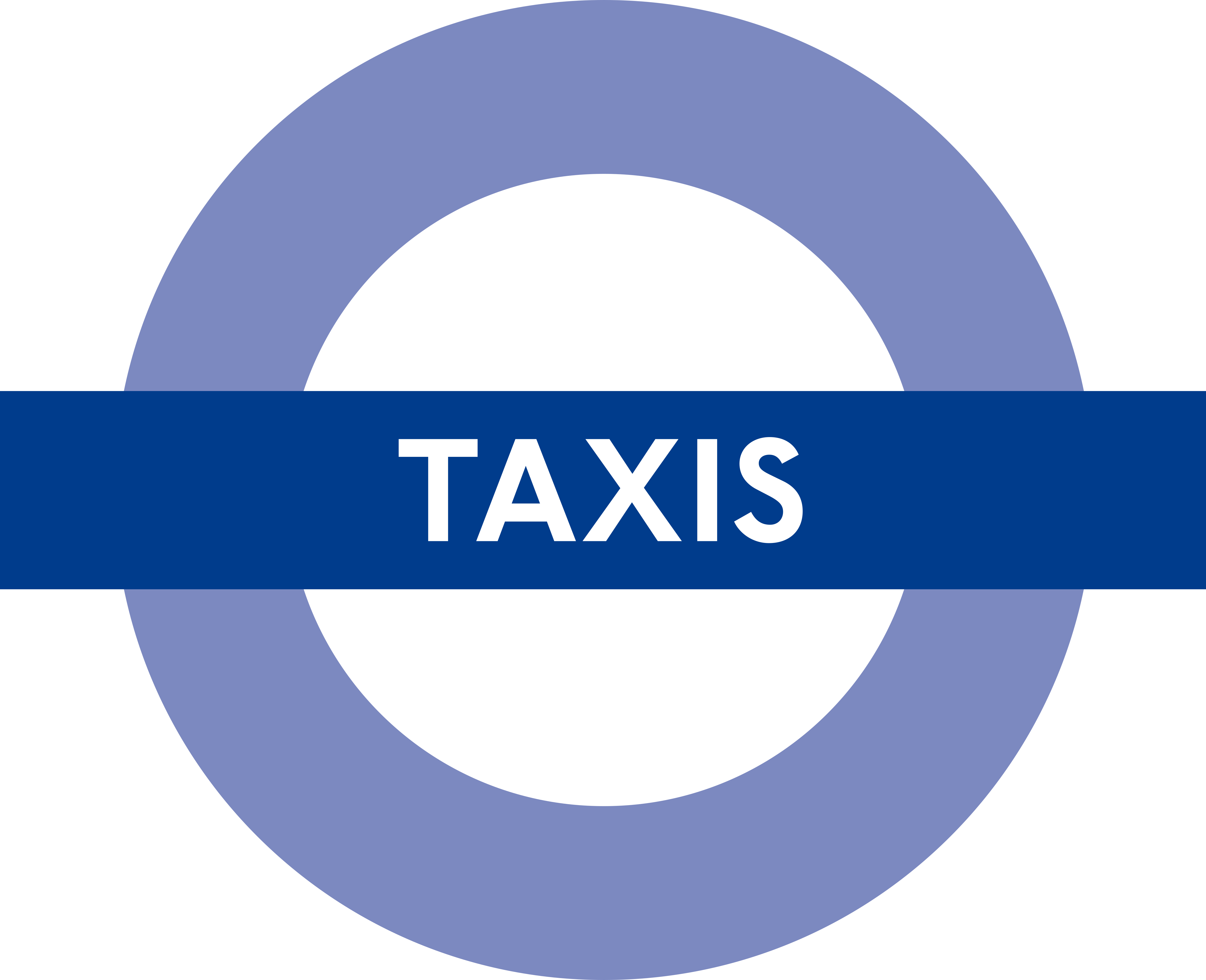 Blue Circular Taxis Transit Logo With Horizontal Name Bar PNG Emblem