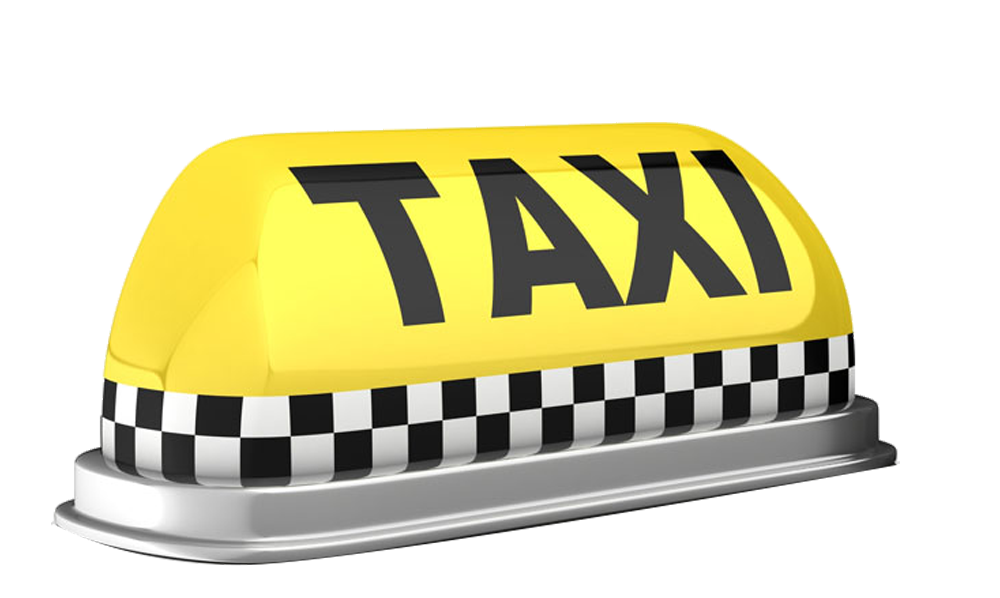 Classic Yellow Checkerboard Taxi Roof Light Sign PNG Product Image