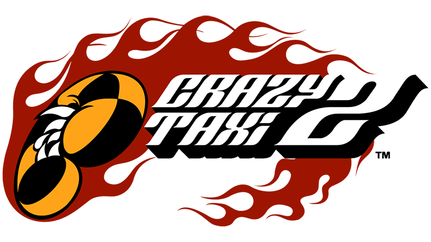 Crazy Taxi High Roller Arcade Game Flame Wordmark Logo PNG Artwork