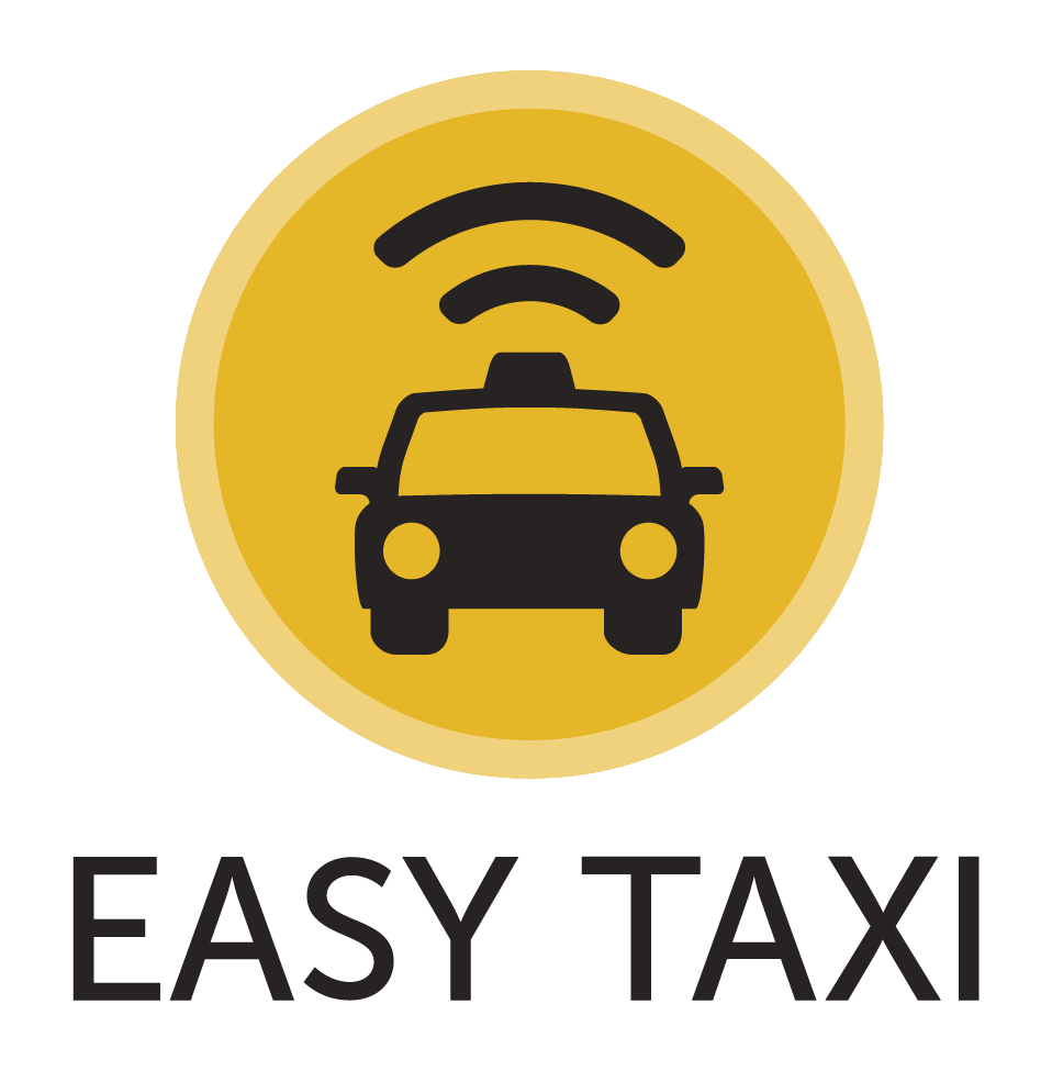Easy Taxi Round Gold Car Service Emblem With Wireless Signal PNG Logo
