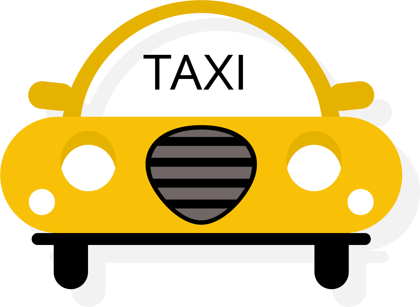Friendly Yellow Cartoon Taxi Car Face With Smiling Grille PNG Illustration