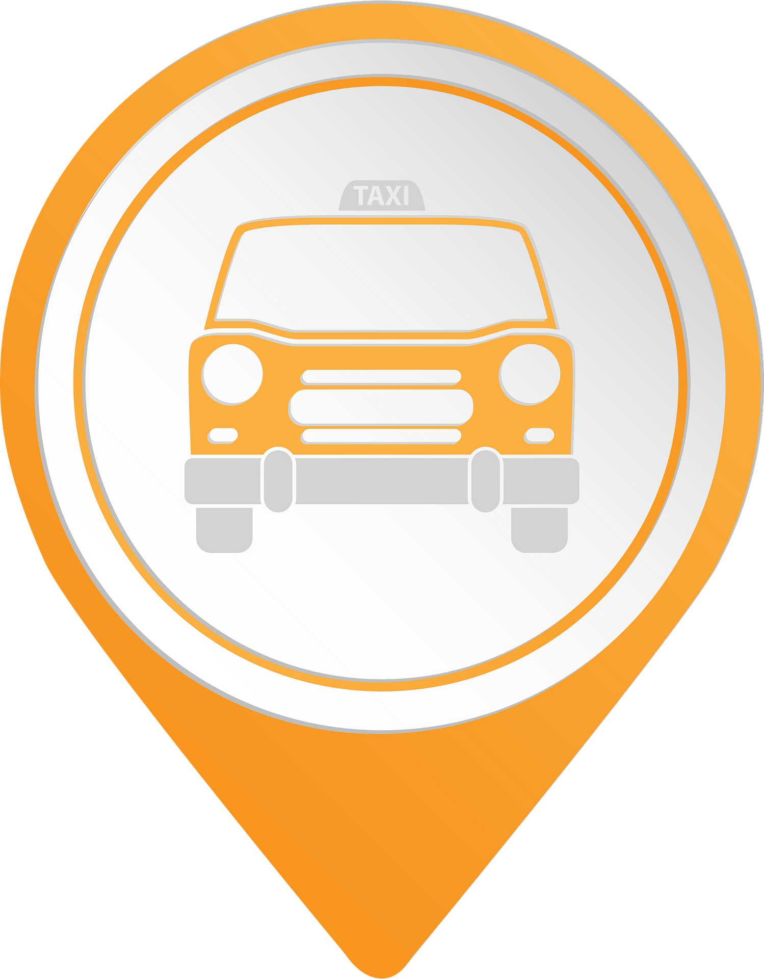 Orange Taxi Location Pin With Car Symbol Inside PNG Map Icon