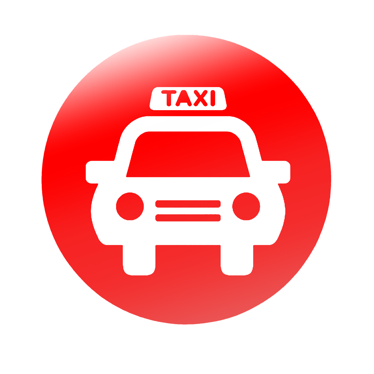 Red Circle Taxi Icon With White Front Facing Cab Symbol PNG Artwork