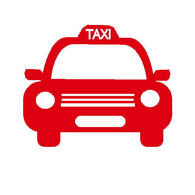 Red Taxi Car Front View Symbol With Roof Sign PNG Icon
