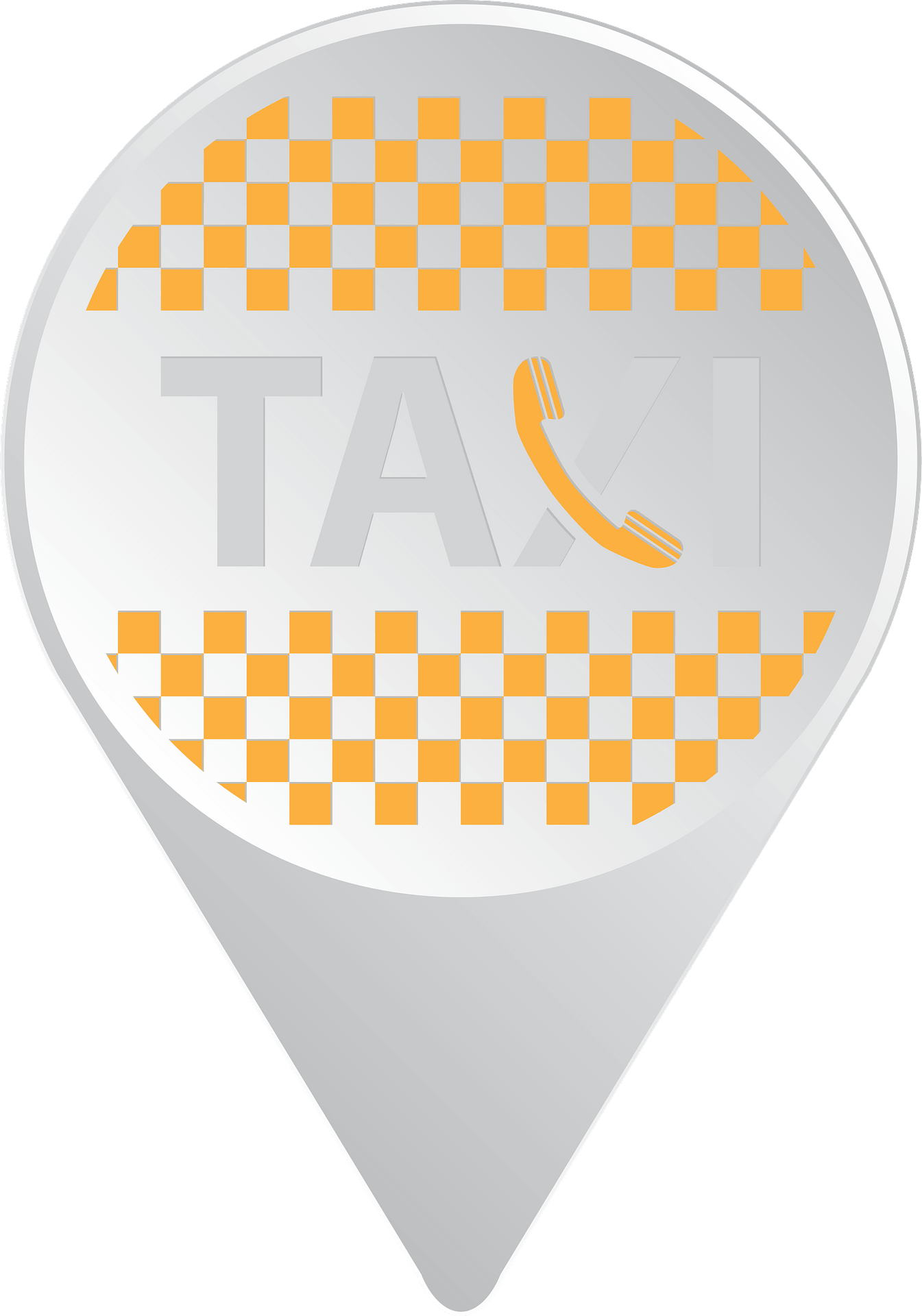 Silver And Yellow Taxi Location Marker With Checkerboard Logo PNG Graphic