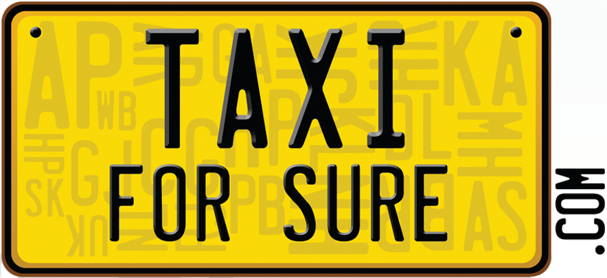 Taxi For Sure Yellow License Plate Style Brand Logo PNG Graphic