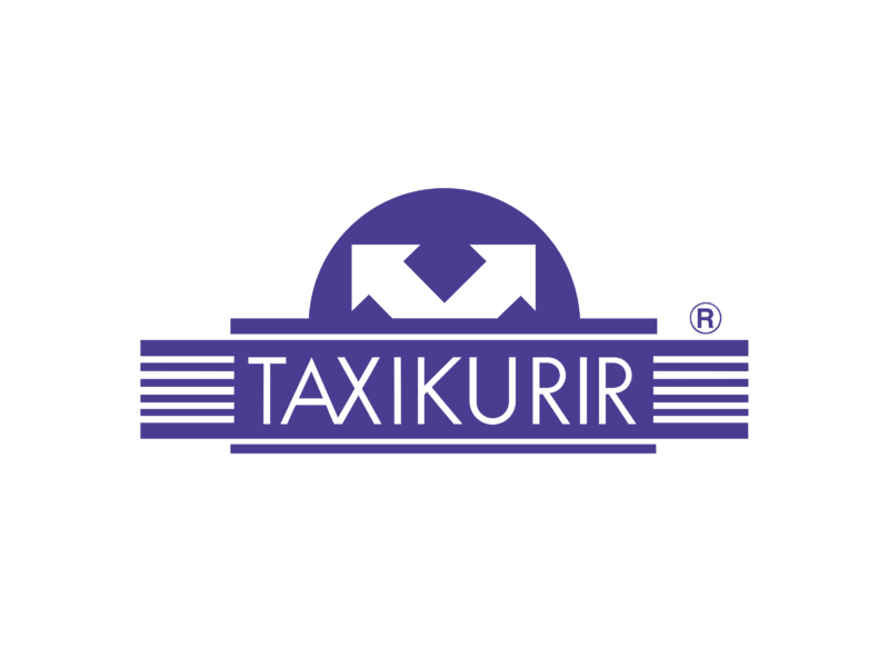 Taxi Kurir Purple Courier Service Logo With Arrow Mark PNG Wordmark