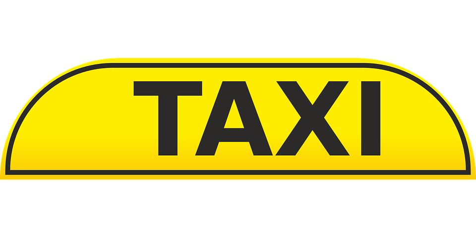 Yellow Taxi Cab Roof Sign With Bold Black Lettering PNG Graphic