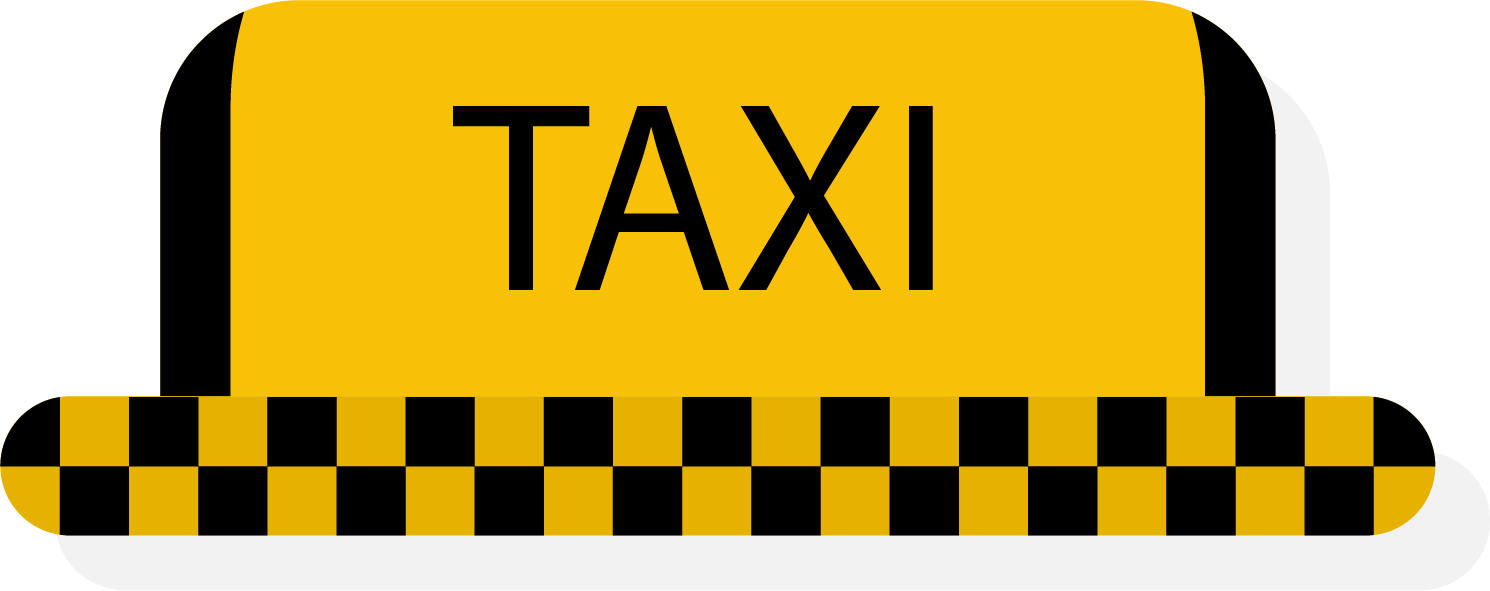 Yellow Taxi Roof Sign With Black Checkerboard Stripe PNG Icon