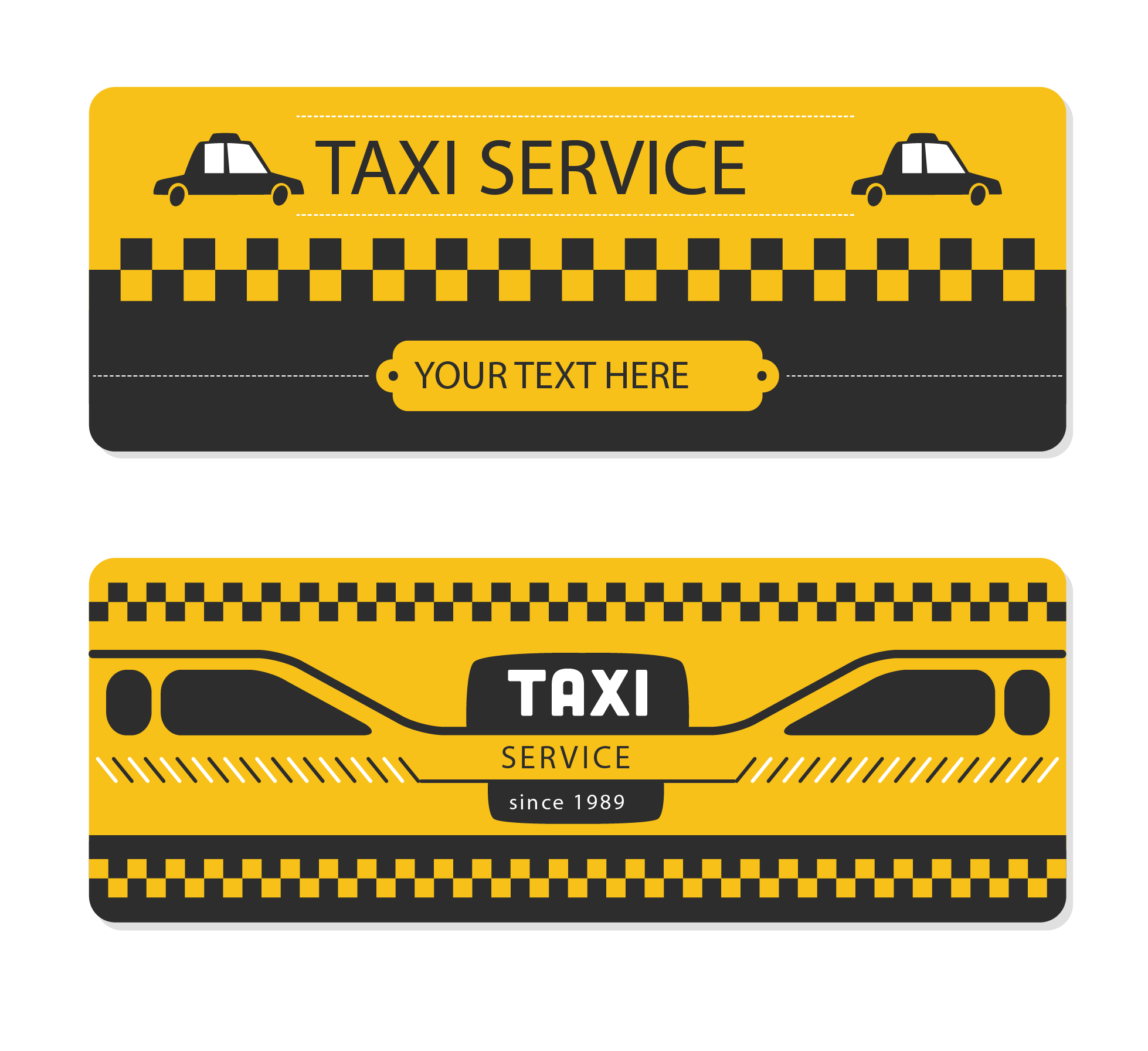 Yellow Taxi Service Banner Set With Checkerboard Pattern PNG Design