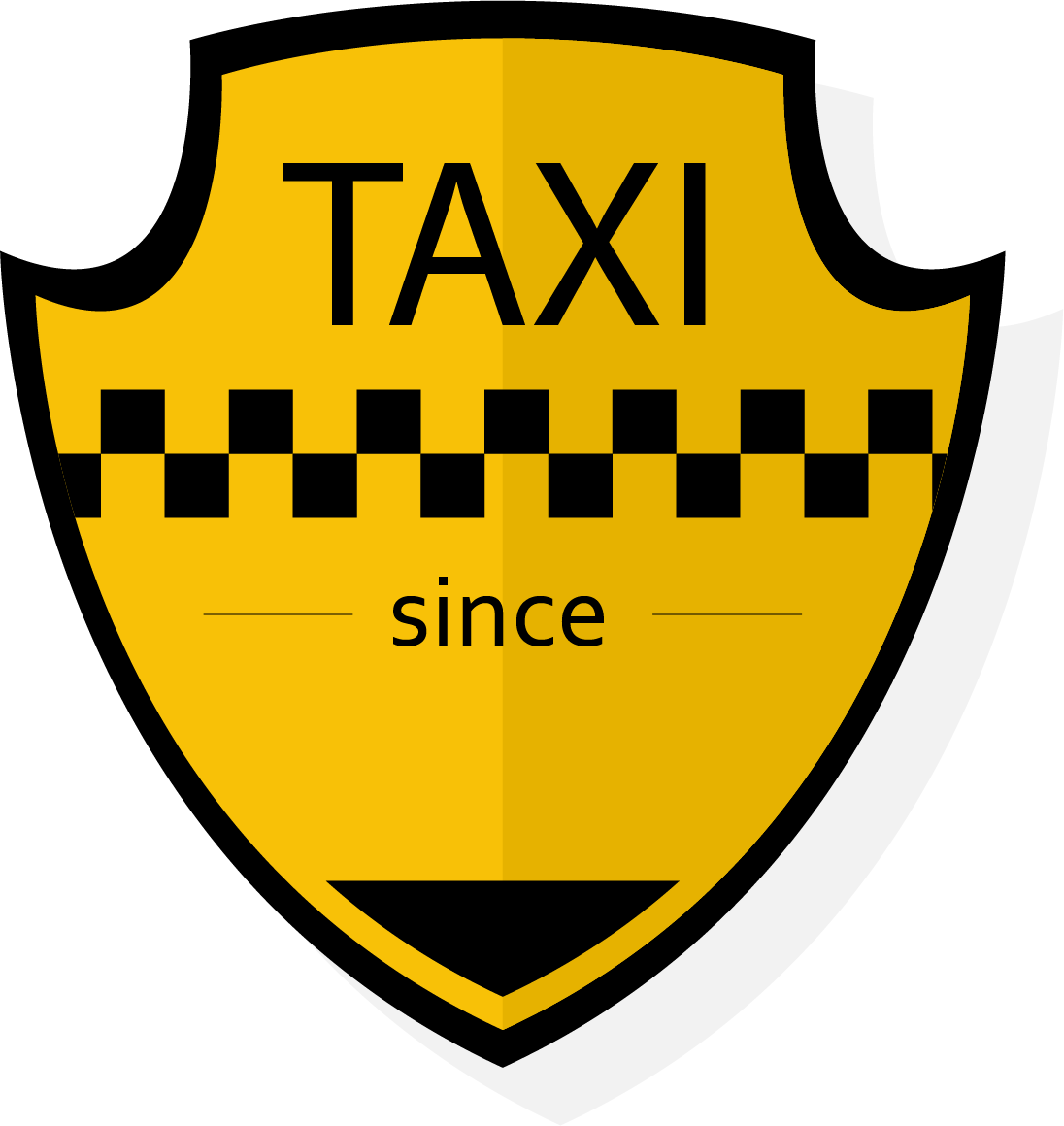 Yellow Taxi Since Shield Badge With Checker Stripe And Star PNG Emblem