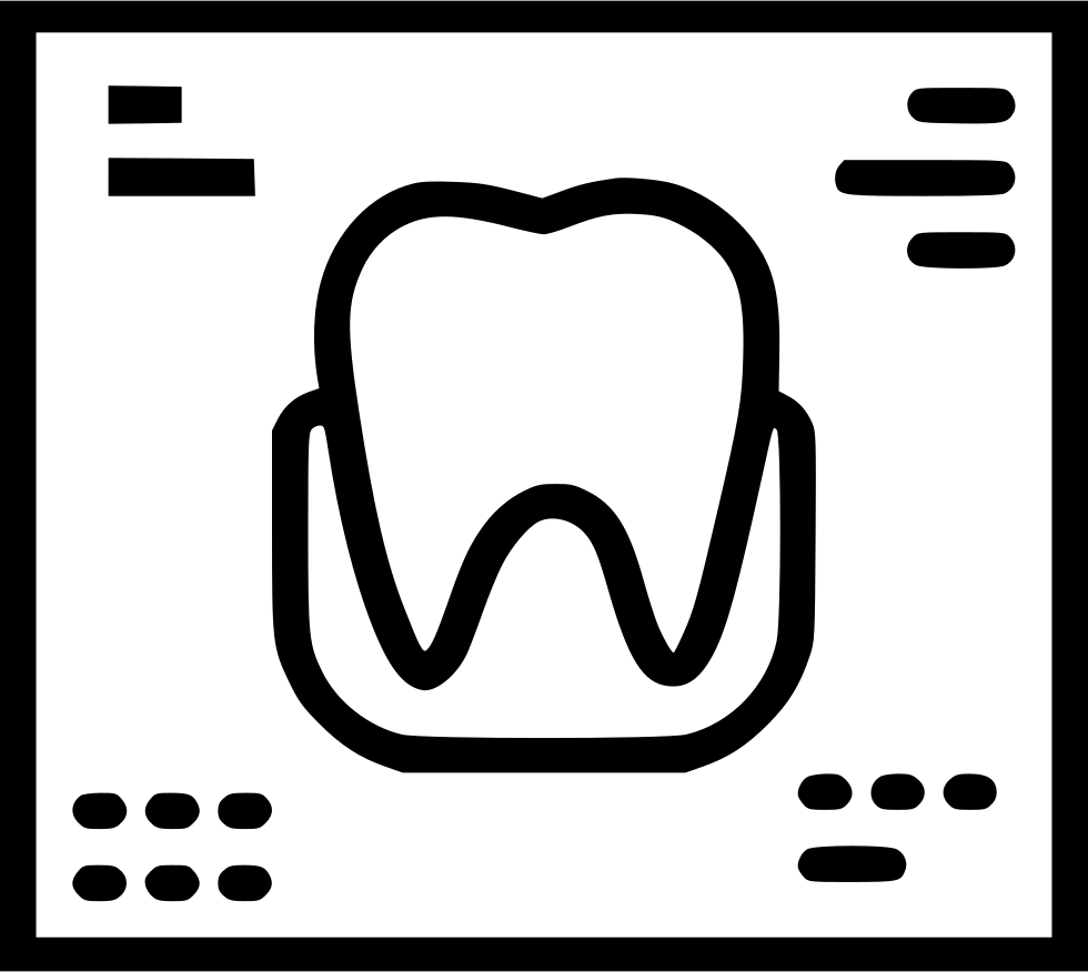 Black Dental X Ray Icon With Tooth Inside Framed Screen PNG Graphic