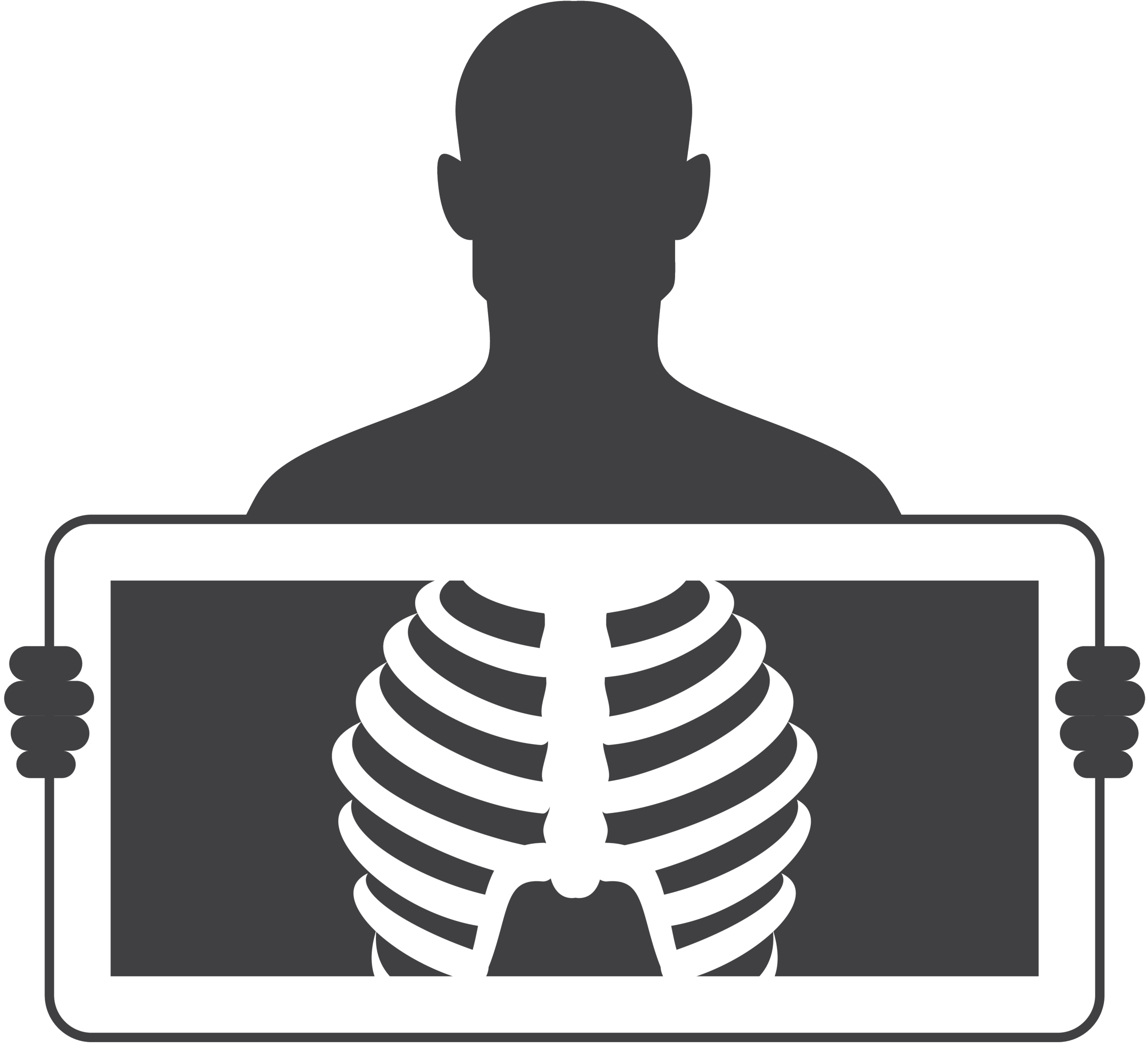 Black Silhouette Holding Chest X Ray Film With Rib Cage PNG Medical Icon
