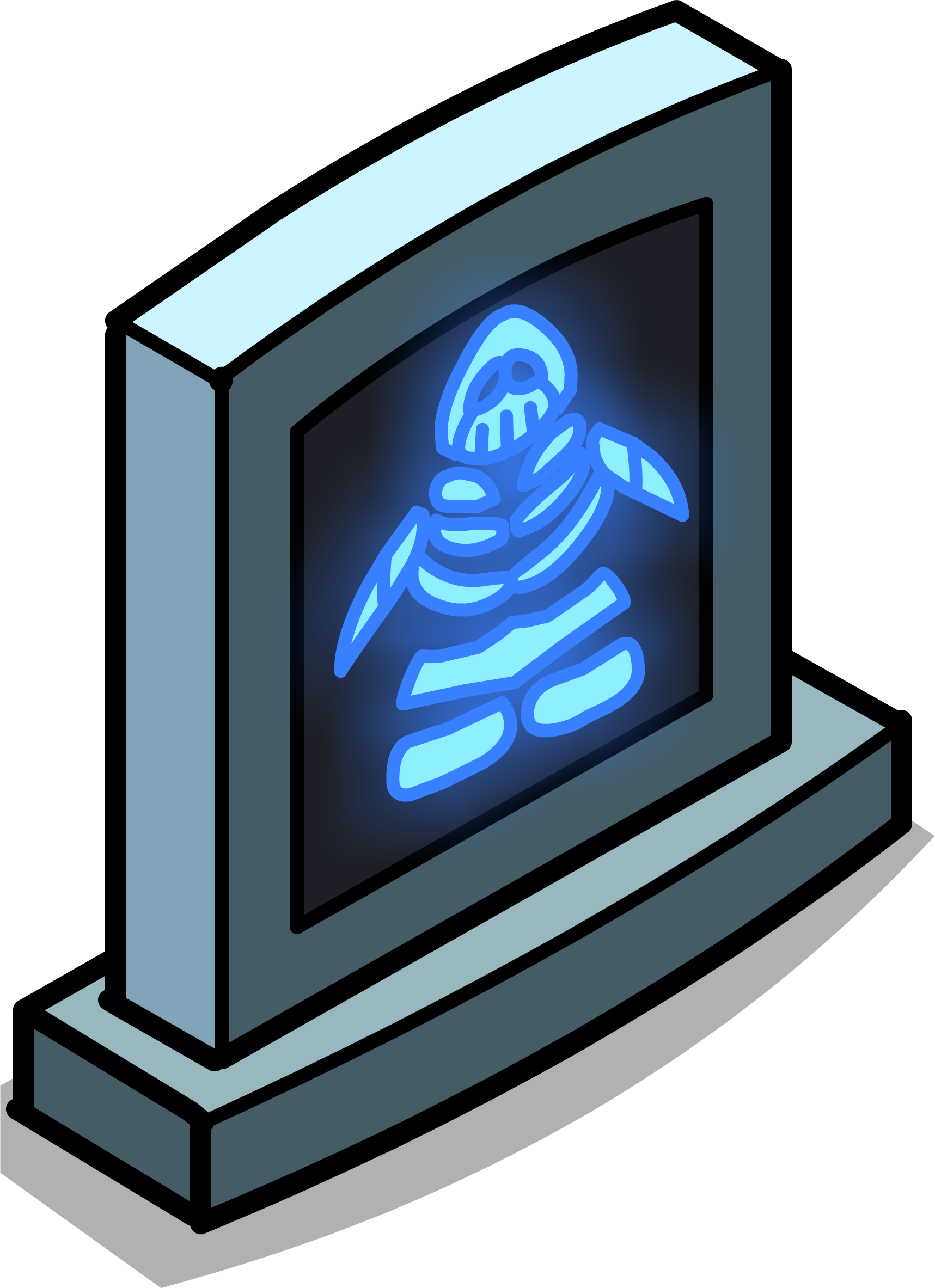 Blue Hand X Ray Display On Desktop Monitor PNG Illustration