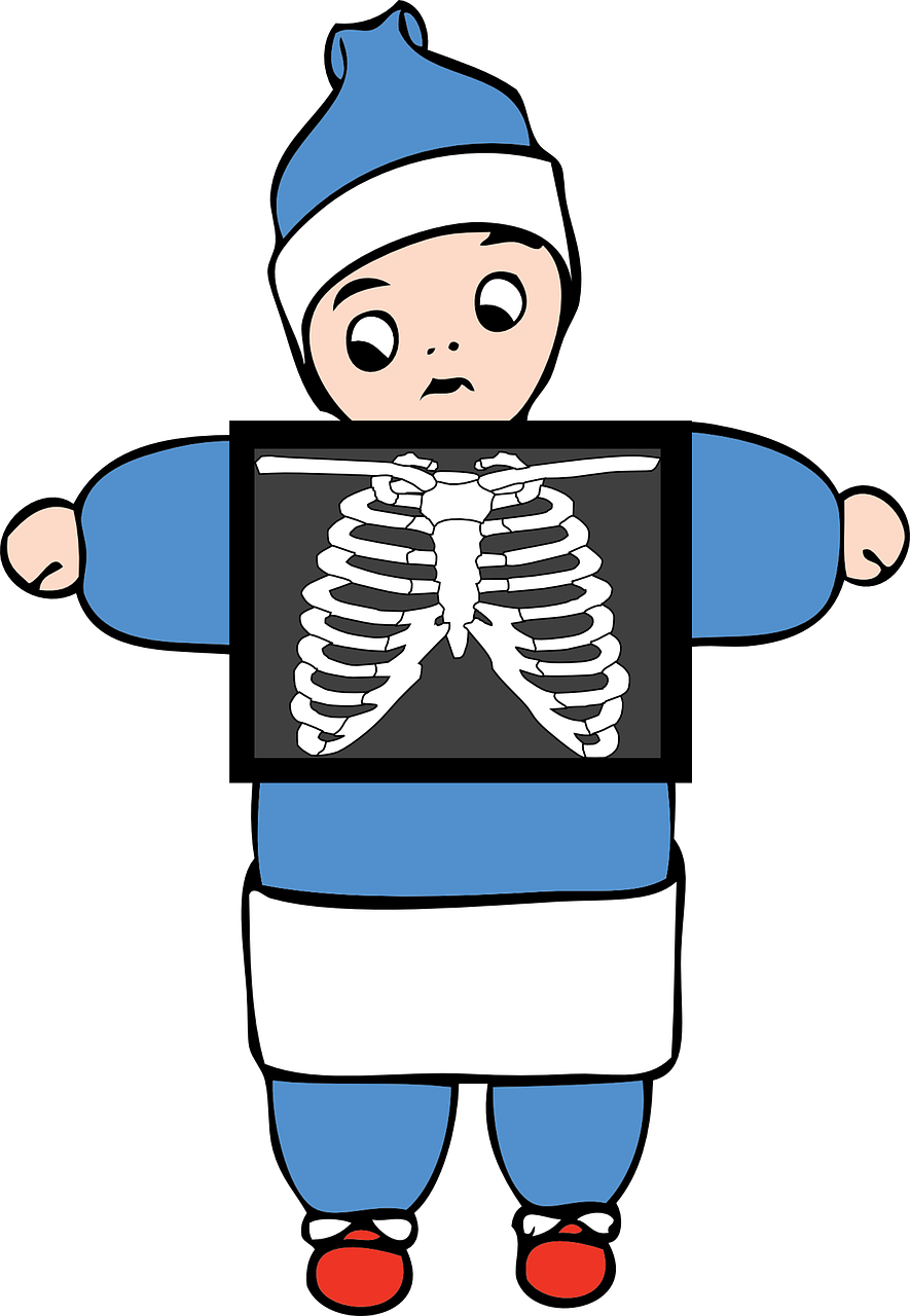 Cartoon Child In Blue Hat Holding Chest X Ray Film PNG Illustration