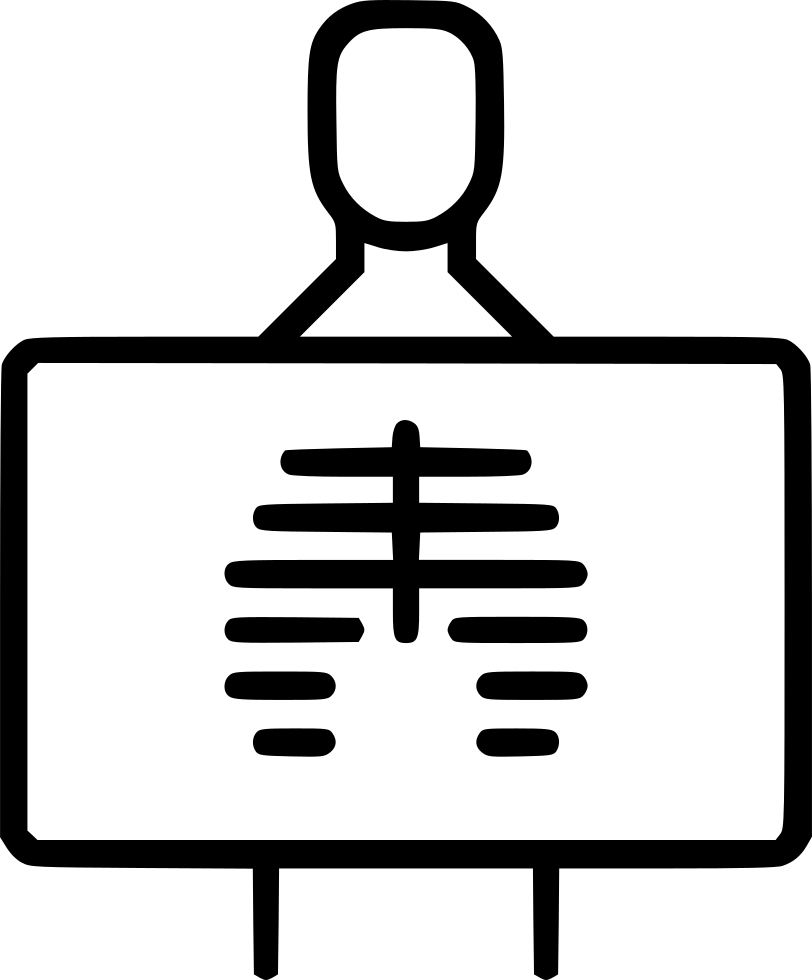 Minimal Medical X Ray Film Board With Spine Symbol PNG Outline Artwork