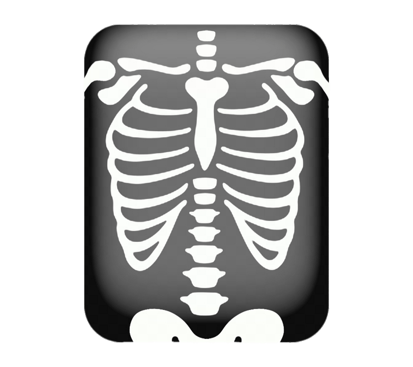 White Rib Cage And Spine Skeleton Graphic On Black Background PNG Icon
