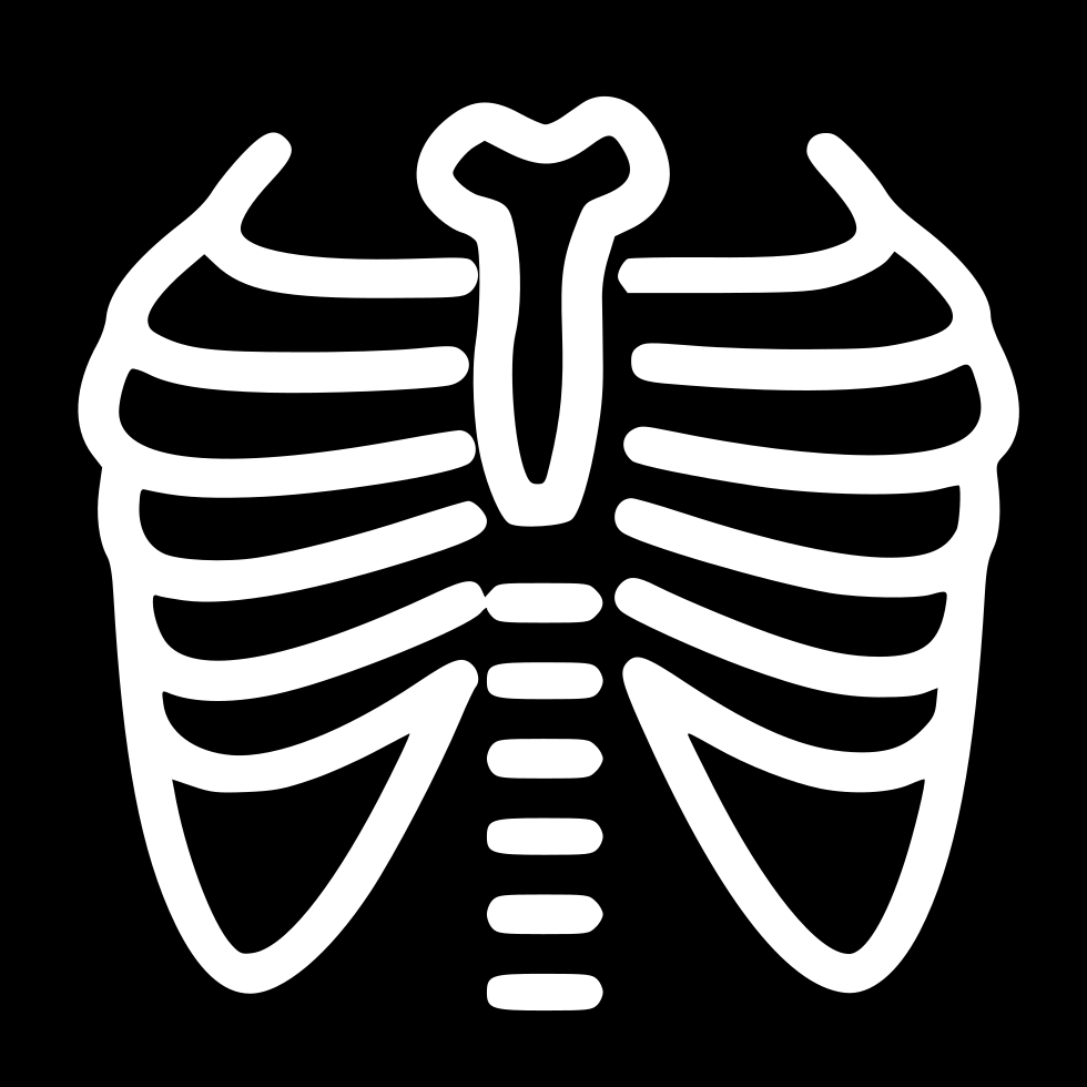 White Rib Cage And Spine Symbol On Black Square PNG Medical Icon