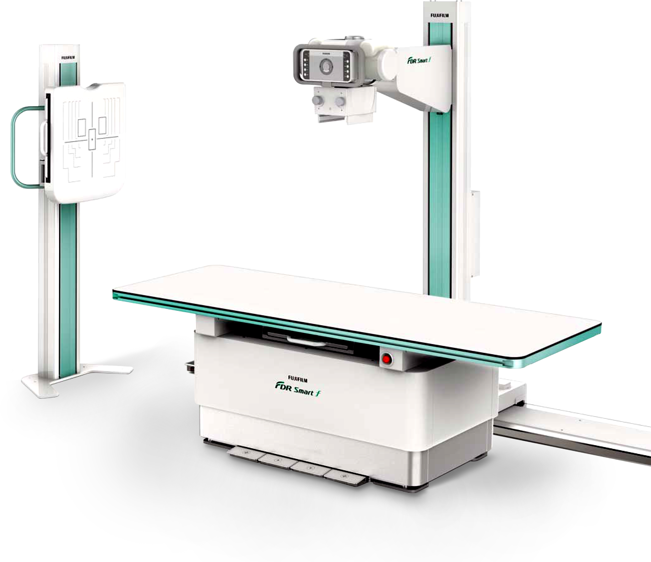 Digital X Ray Imaging Bed With Upright Detector And Control Unit PNG Photo