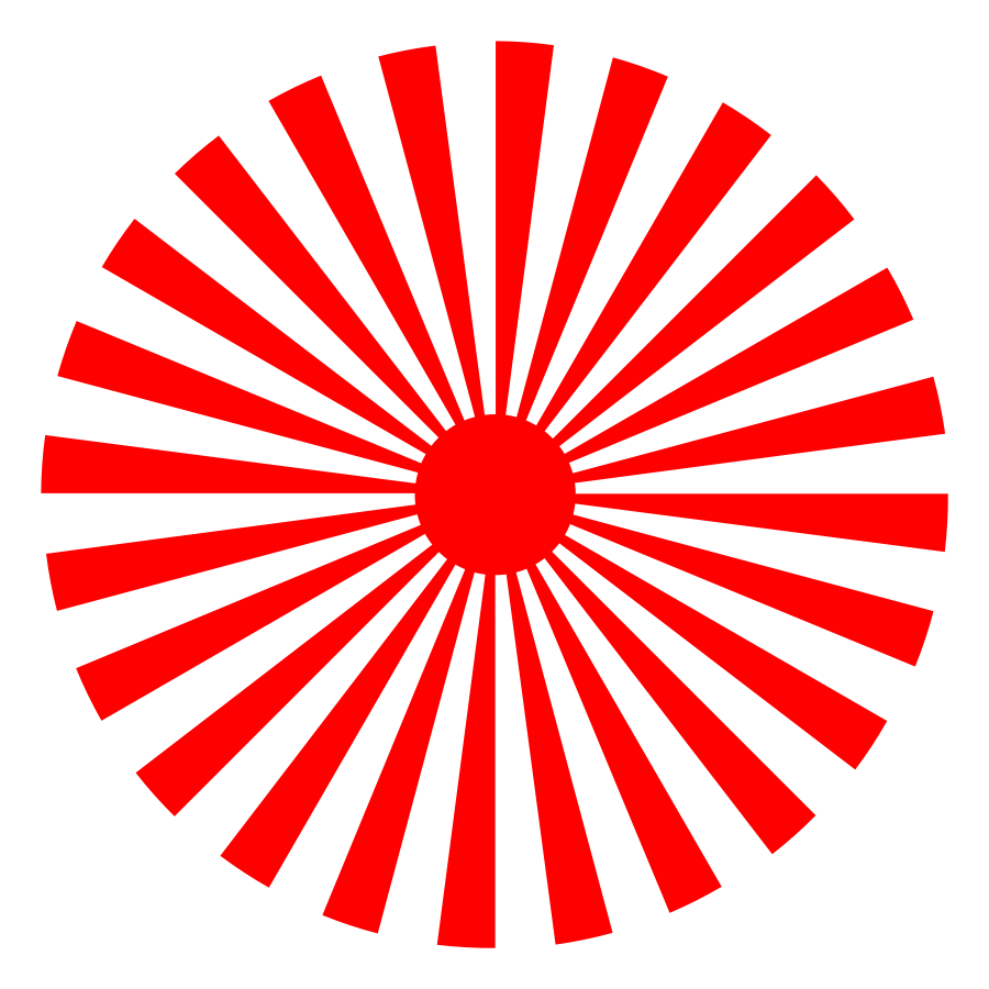 Red Rising Sun Radiation Style Symbol With Radiating Lines PNG Graphic