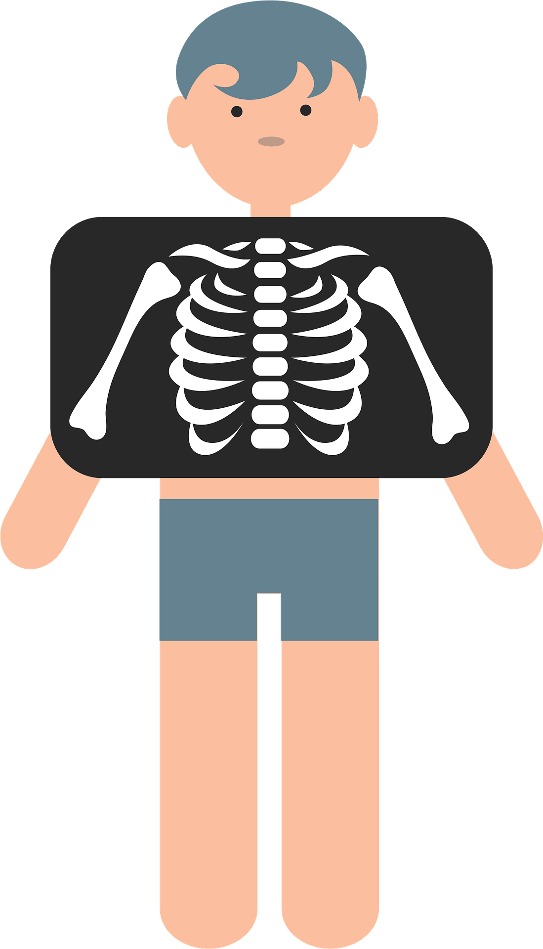 Smiling Child Holding Chest X Ray Image Medical Cartoon PNG Artwork
