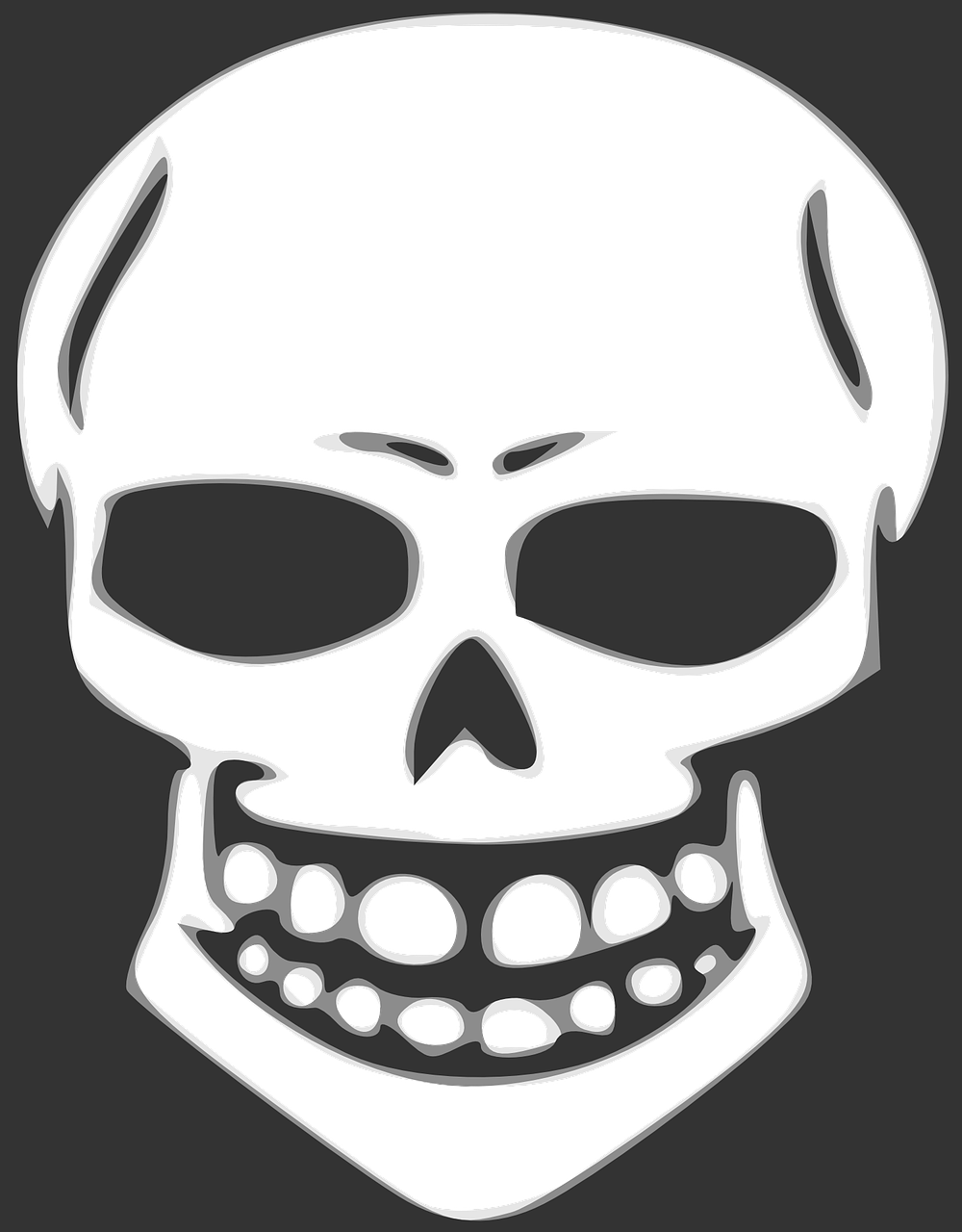 White Skull X Ray Illustration On Dark Gray Square PNG Medical Artwork