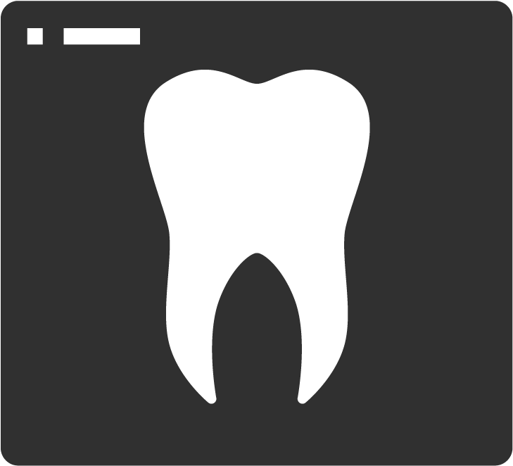 White Tooth Icon on Dark Dental Screen