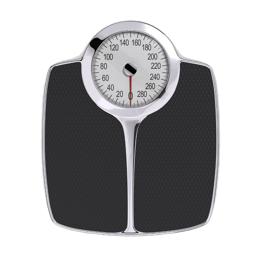 Black Analog Bathroom Scale With White Circular Weight Dial PNG Photo