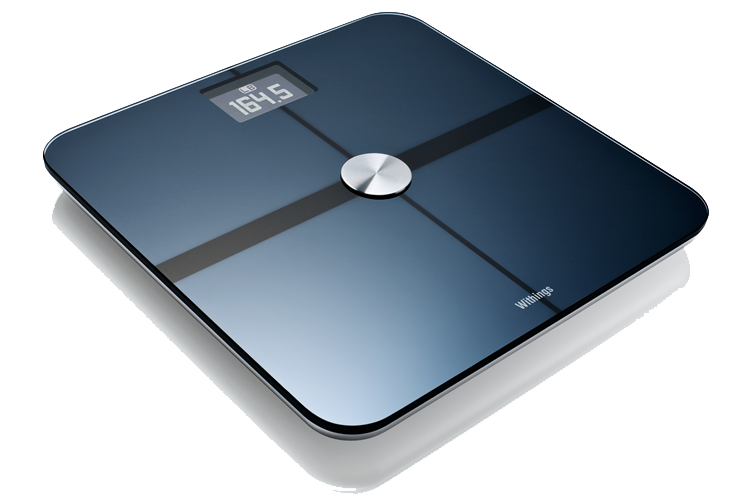 Blue Glass Digital Bathroom Scale With Metal Sensors PNG Product Photo