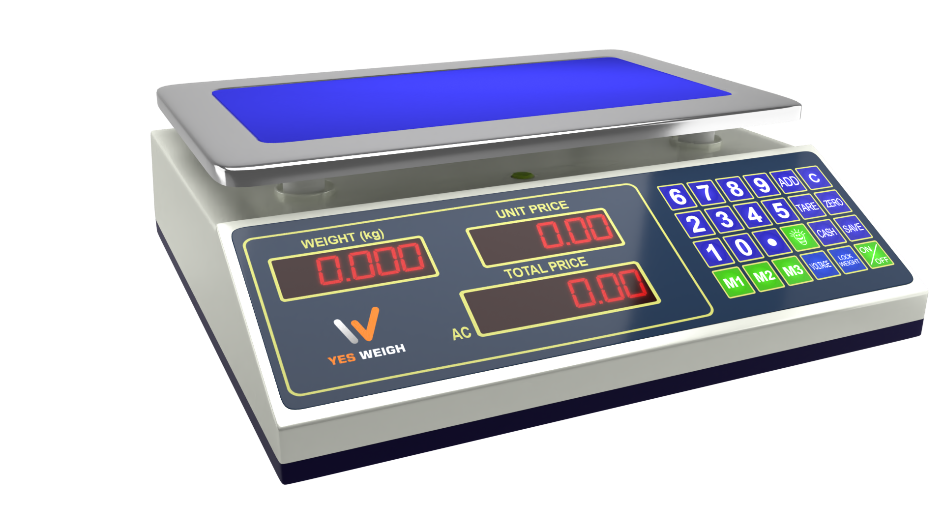 Electronic Price Computing Scale With Green Keypad And Dual Displays PNG Photo
