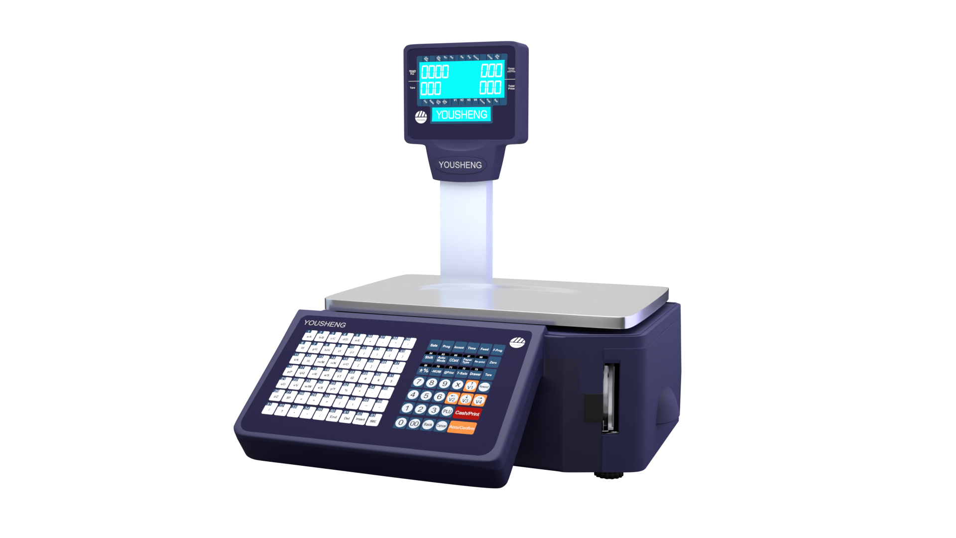 Electronic Retail Price Scale With Blue Display And Function Keys PNG Image