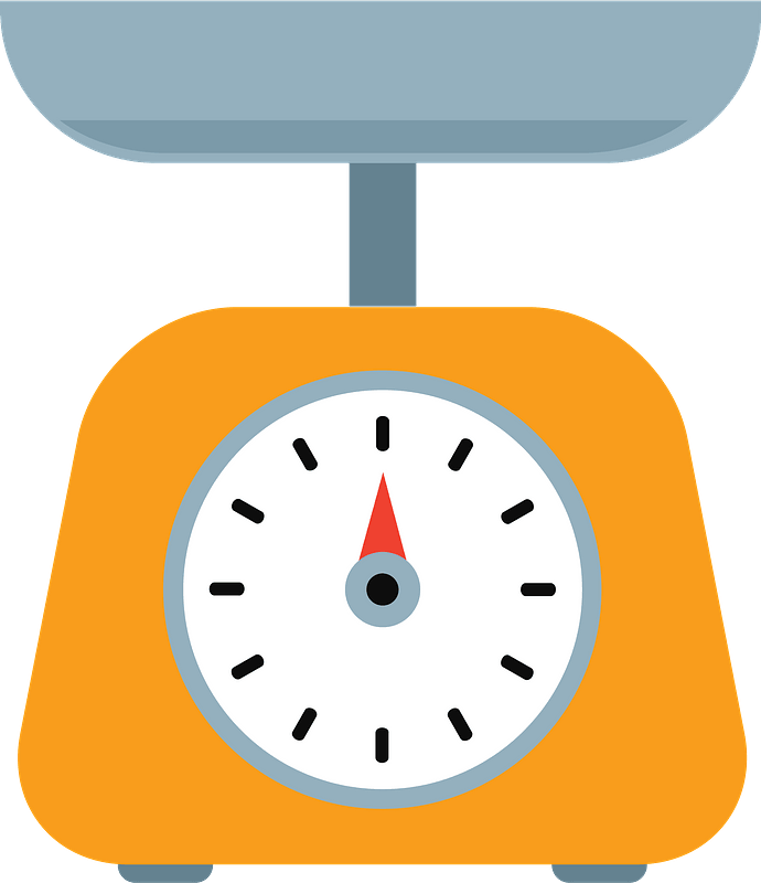 Orange Retro Kitchen Scale With Round Analog Dial PNG Illustration