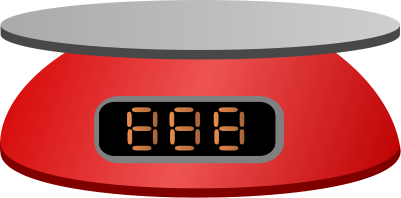 Red Digital Kitchen Food Scale With Large Number Display PNG Product Graphic