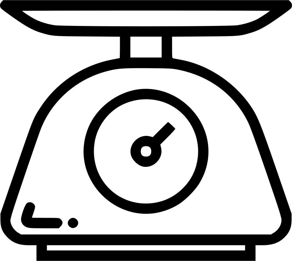 Simple Black Outline Kitchen Weighing Scale With Round Gauge PNG Icon
