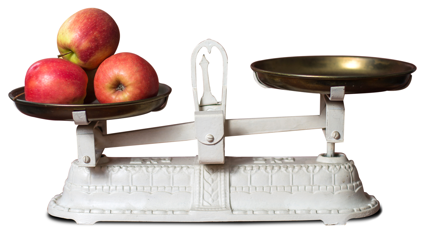 Vintage White Balance Scale Weighing Red Apples PNG Kitchen Illustration