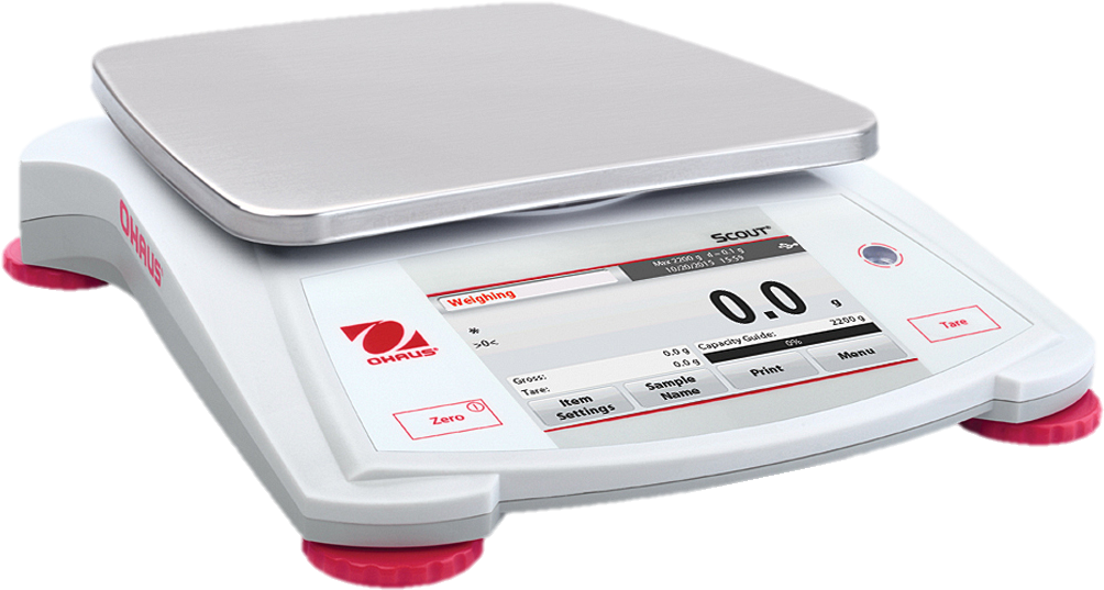 White Digital Kitchen Scale With Pink Buttons And Large Platform PNG Product Photo