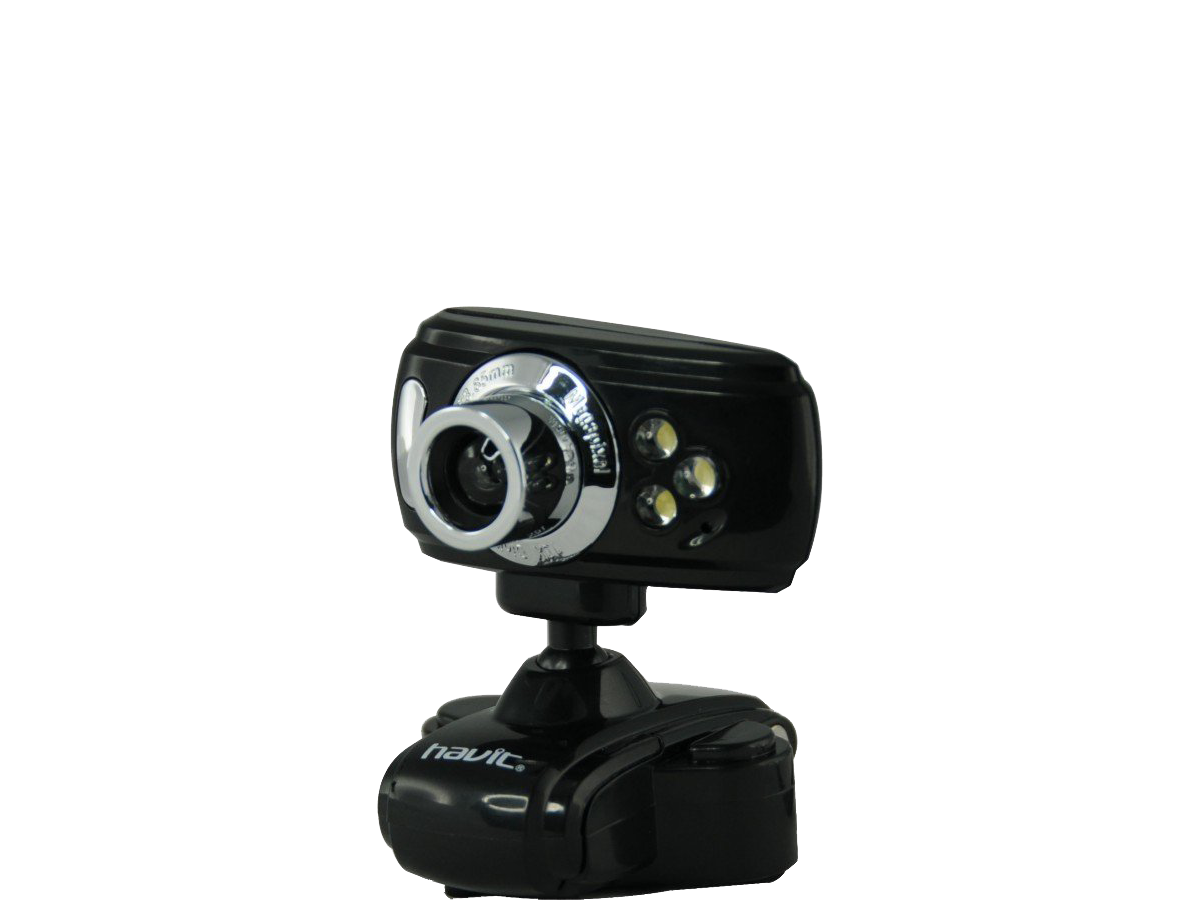 Black Desktop Webcam With Wide Lens And Dual Infrared Lights PNG Image