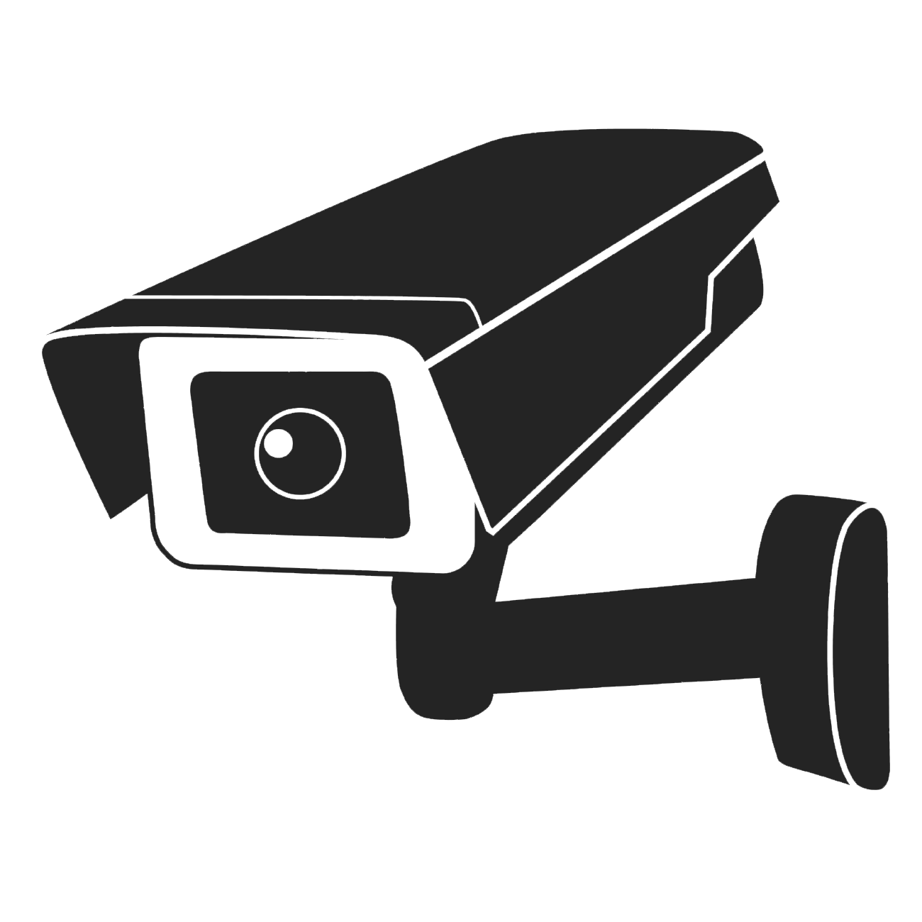 Black Outdoor CCTV Bullet Camera Silhouette With Wall Bracket PNG Icon