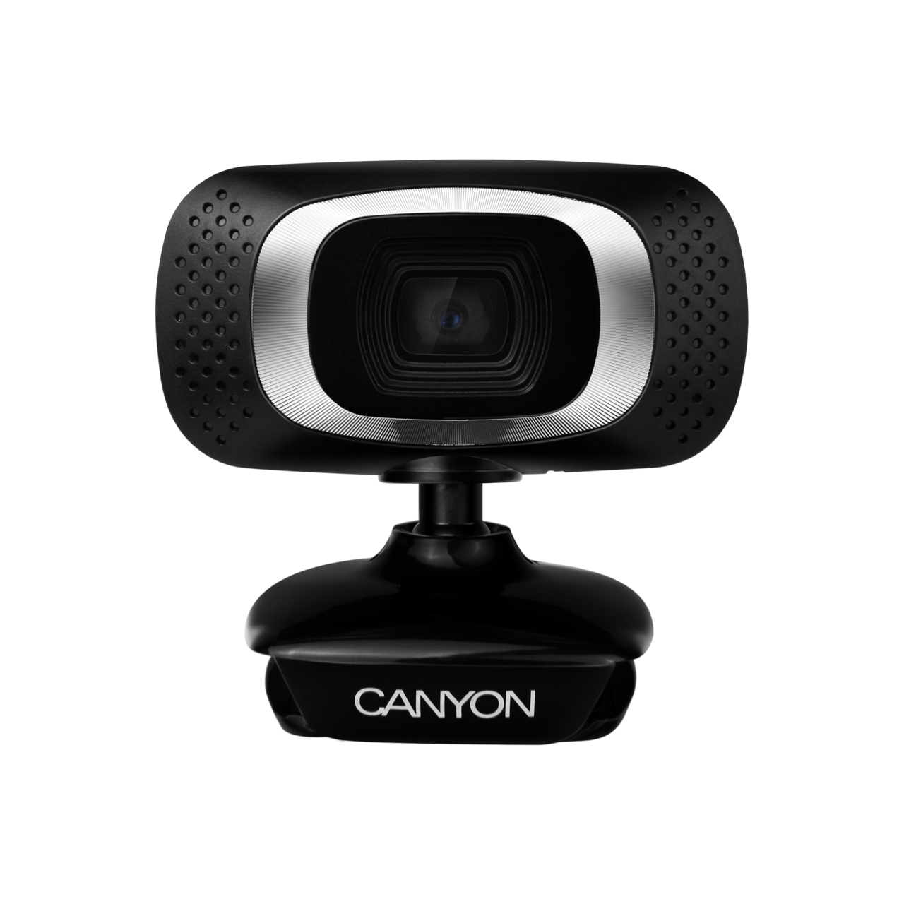 Canyon Black HD Webcam With Wide Lens And Adjustable Base PNG Product Photo