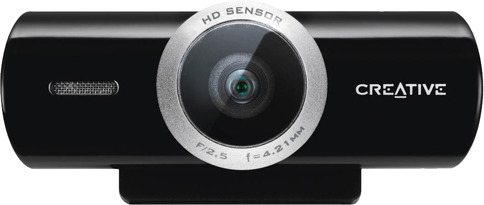 Creative Live Webcam With Silver Ring Lens And Black Housing PNG Product Photo