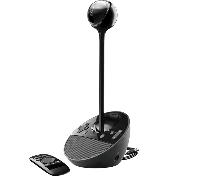 Desktop Conference Camera With Flexible Microphone And Round Stand PNG Image
