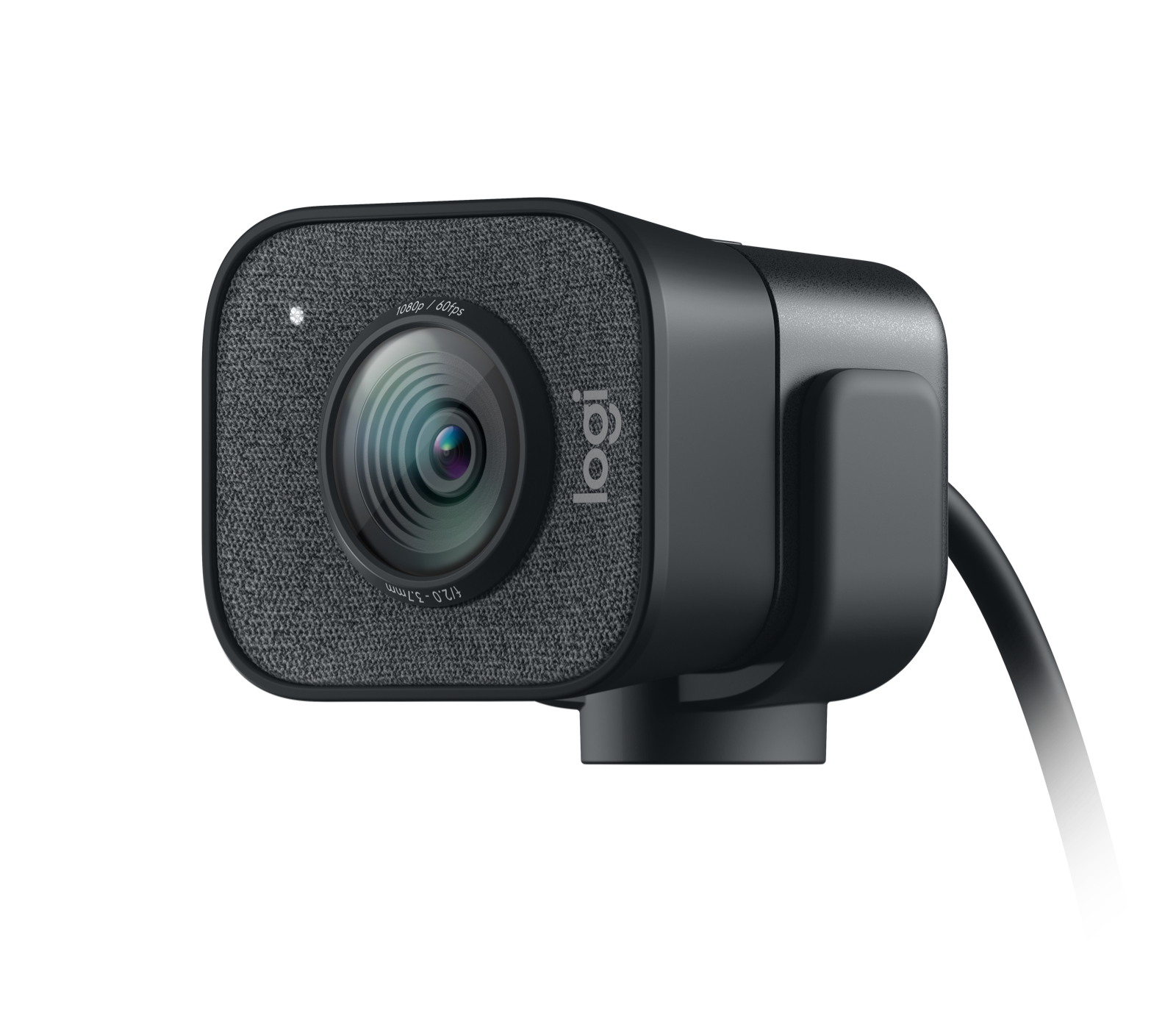 Logitech Black HD Webcam With Side Cable And Monitor Clip PNG Product Photo