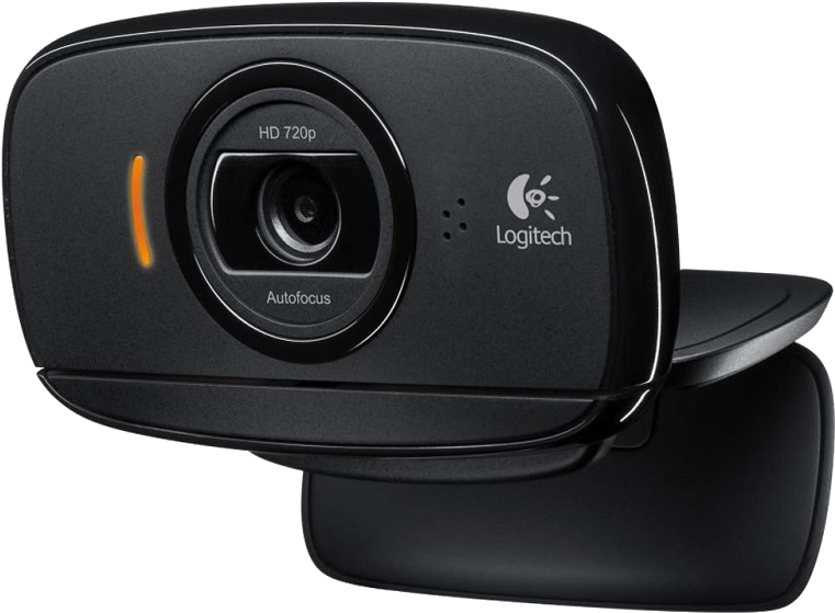 Logitech Black Webcam With Autofocus Lens And Monitor Clip PNG Photo